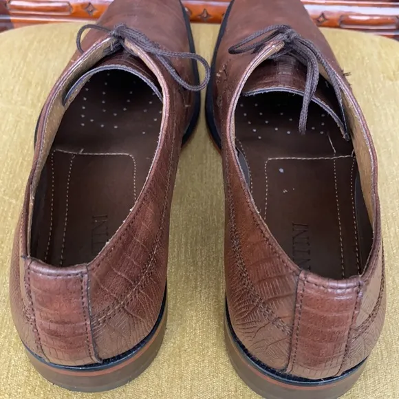 Santini Brown Lizard Skin Leather Oxford Shoes US 9
