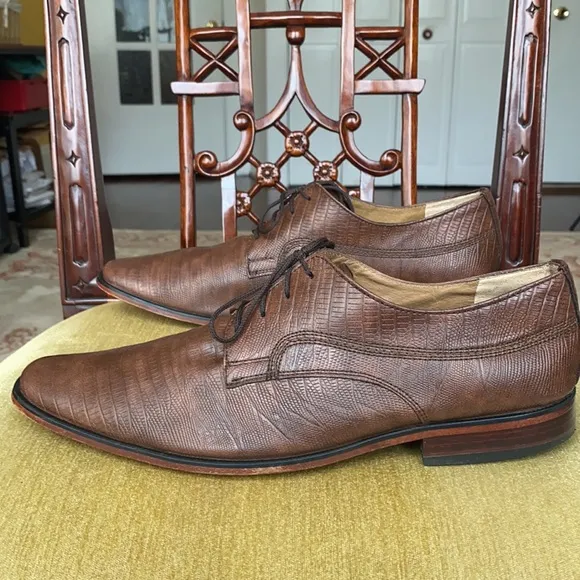 Santini Brown Lizard Skin Leather Oxford Shoes US 9