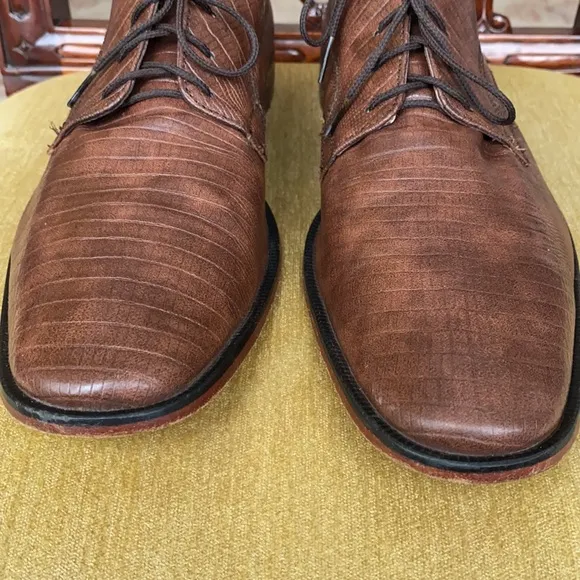 Santini Brown Lizard Skin Leather Oxford Shoes US 9
