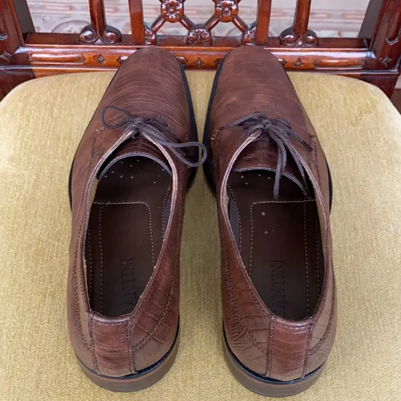 Santini Brown Lizard Skin Leather Oxford Shoes US 9