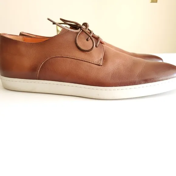 Santoni Mens 13D Dilate Atlantis Lace Up Leather Shoes Brown