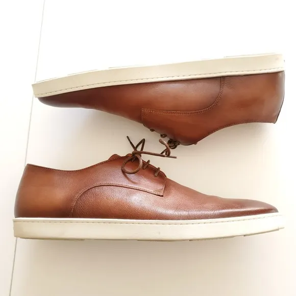 Santoni Mens 13D Dilate Atlantis Lace Up Leather Shoes Brown