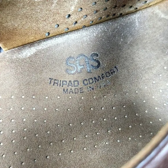 SAS Bravo Brown Tripad Heel 3 Strap Pebbled Leather Sandal Mens Shoes US Sz  11M