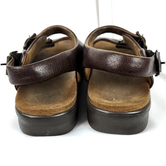 SAS Bravo Brown Tripad Heel 3 Strap Pebbled Leather Sandal Mens Shoes US Sz  11M
