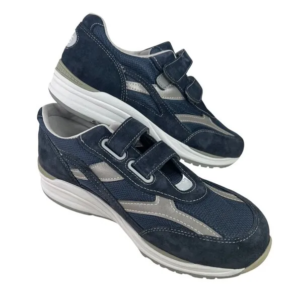 SAS Mens JV Mesh Active Sneakers Blue/Gray Adjustable Strap Comfort Shoes 11.5W