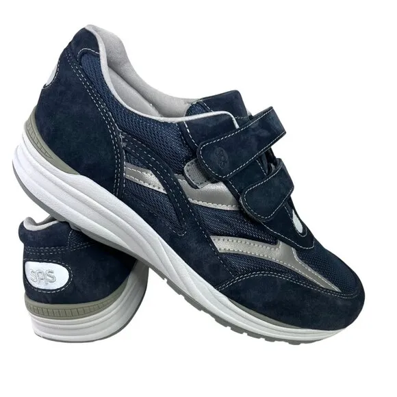 SAS Mens JV Mesh Active Sneakers Blue/Gray Adjustable Strap Comfort Shoes 11.5W