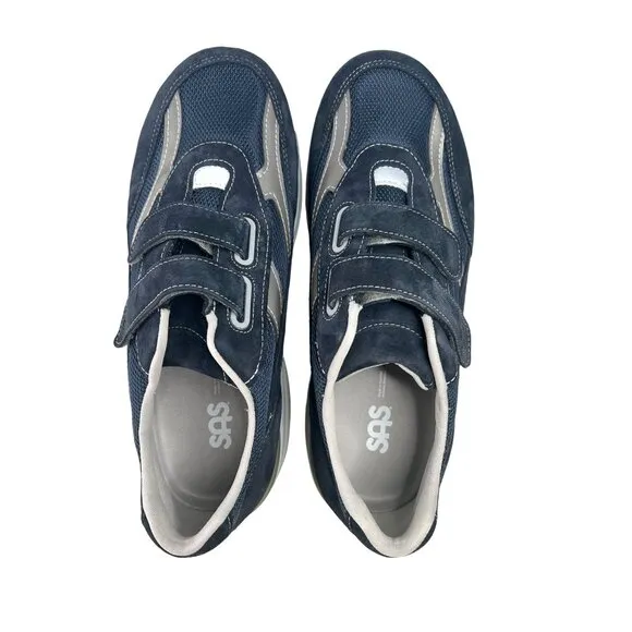 SAS Mens JV Mesh Active Sneakers Blue/Gray Adjustable Strap Comfort Shoes 11.5W
