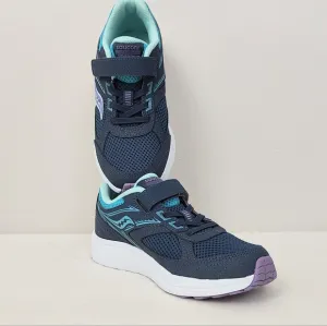 Saucony Cohesion 14 Girl's Sneakers Size 2.5M Turquoise Purple Shoes Easy Pull