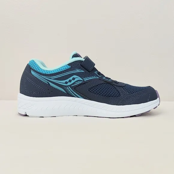 Saucony Cohesion 14 Girl's Sneakers Size 2.5M Turquoise Purple Shoes Easy Pull
