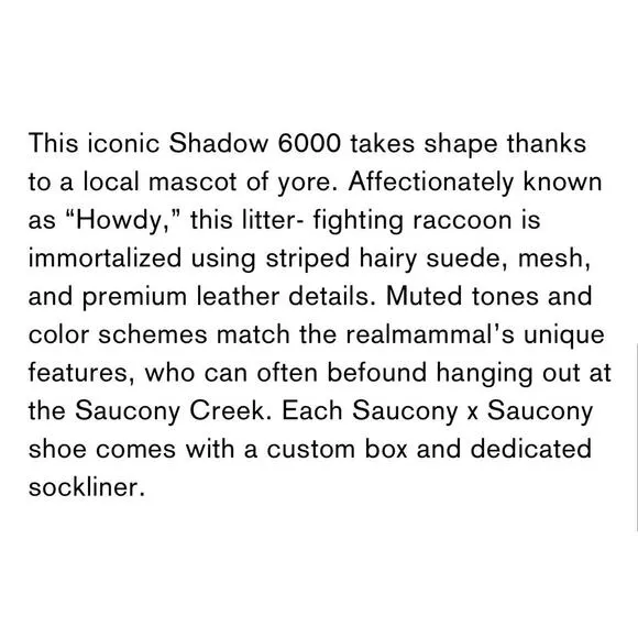SAUCONY ORIGINALS SHADOW 6000 Rare Raccoon Shoes Mens 11.5 NEW Fast Ship