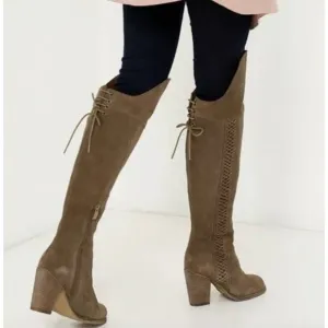 Sbicca Gusto Khaki Suede Over the Knee Boots Size 7.5 Nasty Gal