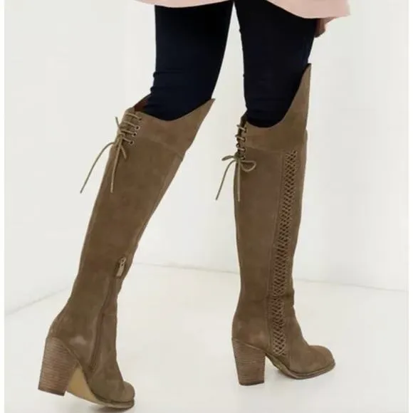 Sbicca Gusto Khaki Suede Over the Knee Boots Size 7.5 Nasty Gal