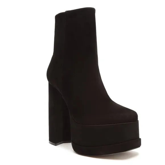 Schultz SELENE CASUAL NUBUCK BLACK PLATFORM HEELED BOOTIE