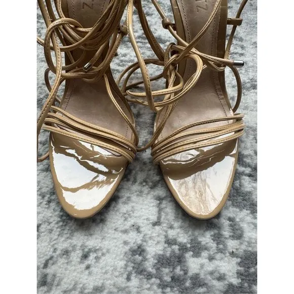 SCHUTZ ADELINE NWOB Beige/Nude Patent Strappy Sexy Heeled Sandal