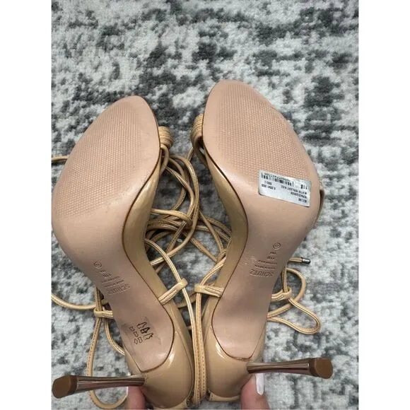 SCHUTZ ADELINE NWOB Beige/Nude Patent Strappy Sexy Heeled Sandal