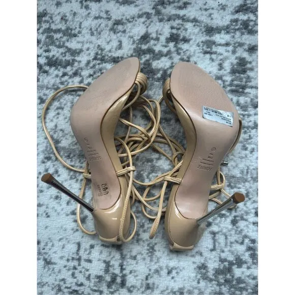 SCHUTZ ADELINE NWOB Beige/Nude Patent Strappy Sexy Heeled Sandal