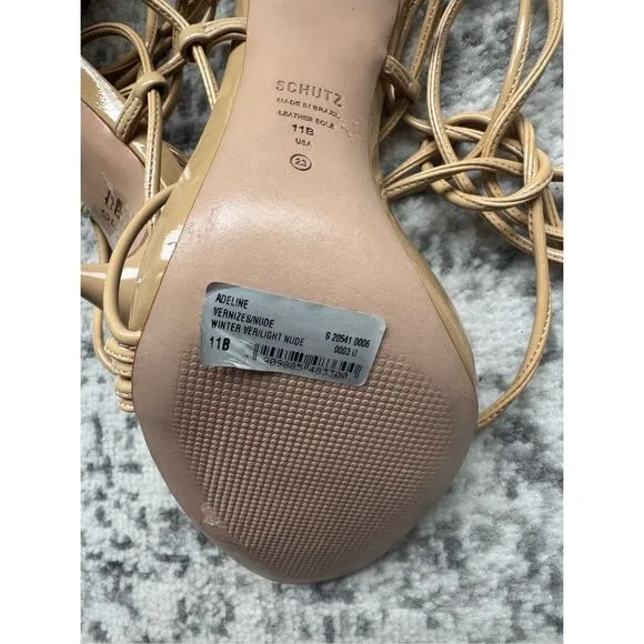 SCHUTZ ADELINE NWOB Beige/Nude Patent Strappy Sexy Heeled Sandal