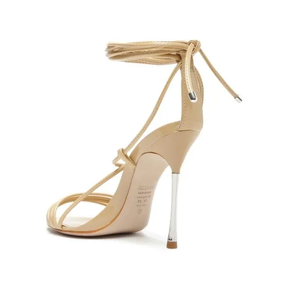 SCHUTZ ADELINE NWOB Beige/Nude Patent Strappy Sexy Heeled Sandal