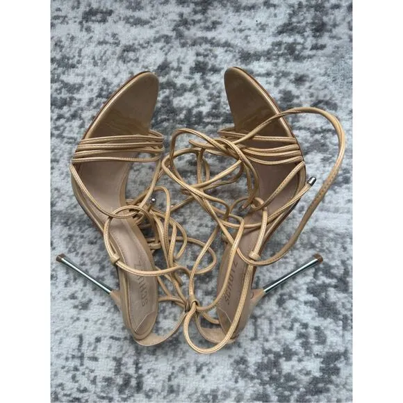 SCHUTZ ADELINE NWOB Beige/Nude Patent Strappy Sexy Heeled Sandal