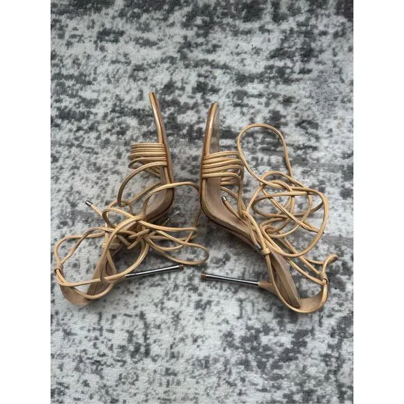 SCHUTZ ADELINE NWOB Beige/Nude Patent Strappy Sexy Heeled Sandal