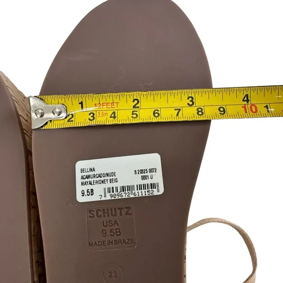 SCHUTZ Bellina Platform Cork Wedge Sandals in Honey Beige Women’s Size 9.5B