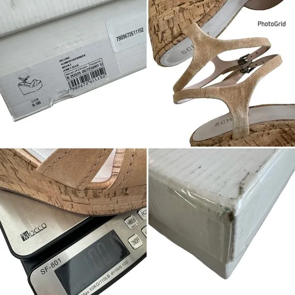 SCHUTZ Bellina Platform Cork Wedge Sandals in Honey Beige Women’s Size 9.5B