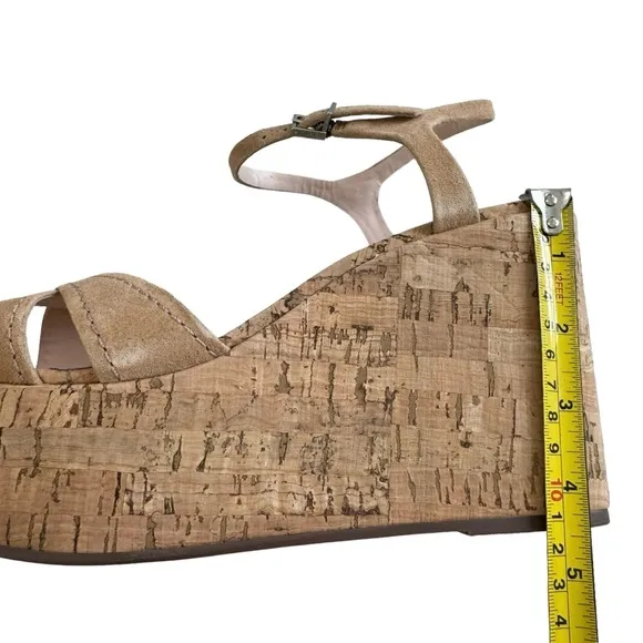 SCHUTZ Bellina Platform Cork Wedge Sandals in Honey Beige Women’s Size 9.5B