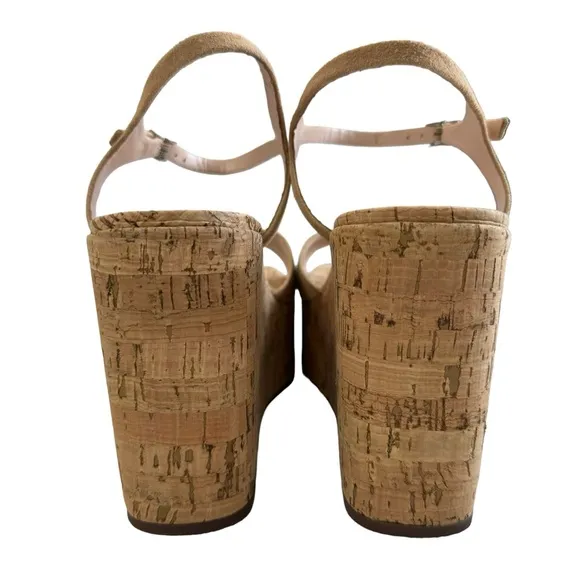 SCHUTZ Bellina Platform Cork Wedge Sandals in Honey Beige Women’s Size 9.5B