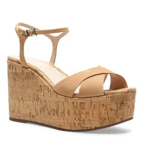 SCHUTZ Bellina Platform Cork Wedge Sandals in Honey Beige Women’s Size 9.5B