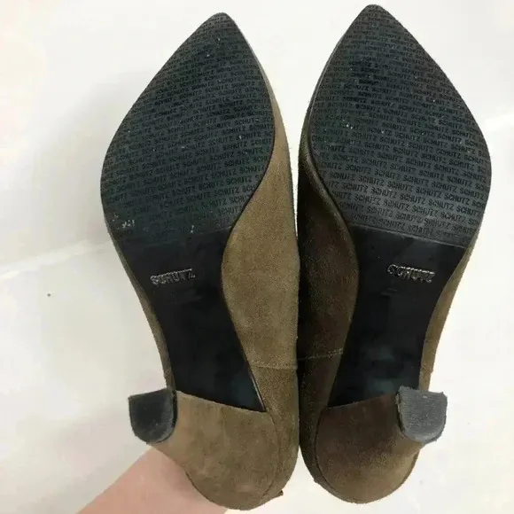 Schutz Brown Suede Heeled Foldover Heeled Booties Ankle Boots Women's Size 9