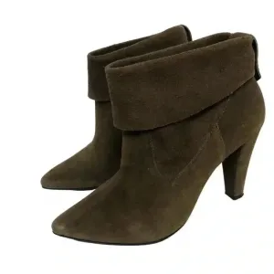 Schutz Brown Suede Heeled Foldover Heeled Booties Ankle Boots Women's Size 9