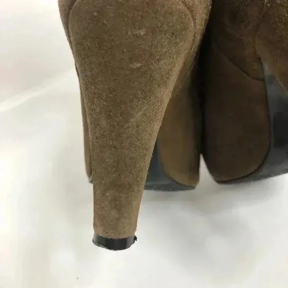 Schutz Brown Suede Heeled Foldover Heeled Booties Ankle Boots Women's Size 9