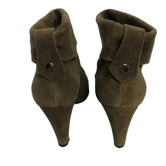 Schutz Brown Suede Heeled Foldover Heeled Booties Ankle Boots Women's Size 9