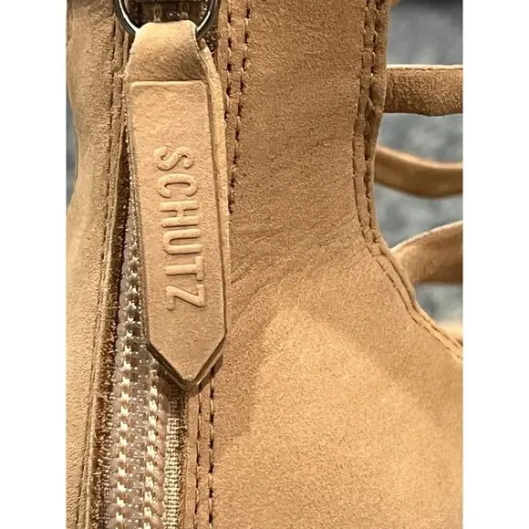 Schutz Shoes 9 1/2 Julianna Tan Suede Strappy Heels New 9.5