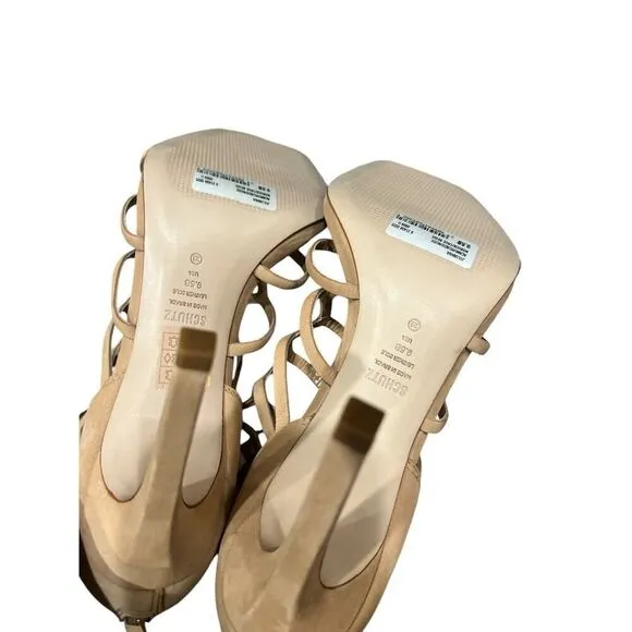 Schutz Shoes 9 1/2 Julianna Tan Suede Strappy Heels New 9.5