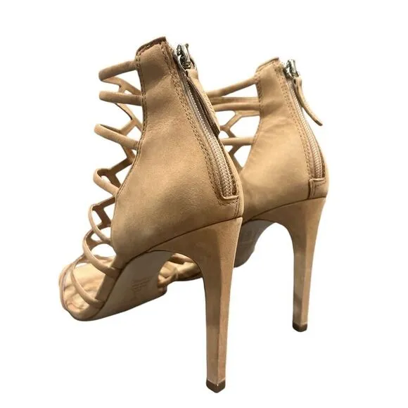 Schutz Shoes 9 1/2 Julianna Tan Suede Strappy Heels New 9.5