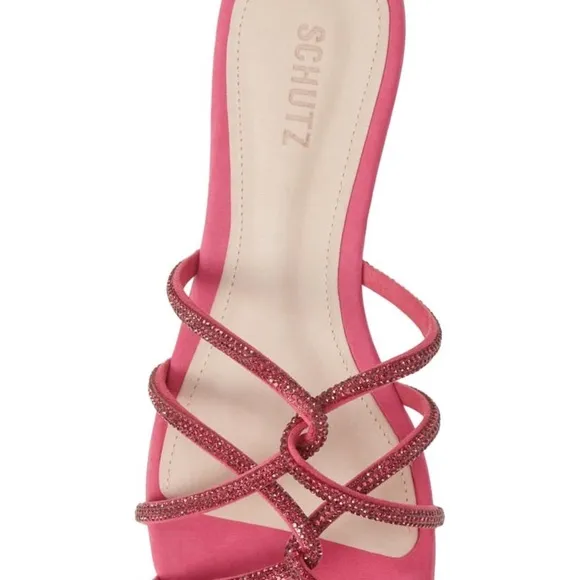 SCHUTZ Uzia Crystal Embellished Slide Sandal pink 6.5