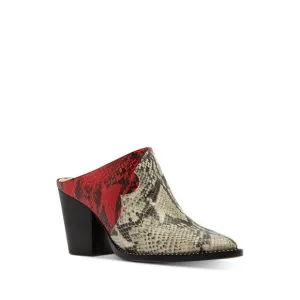 SCHUTZ Womens Beige Snake Western Destiny Almond Slip On Heeled Mules Shoes 10 B
