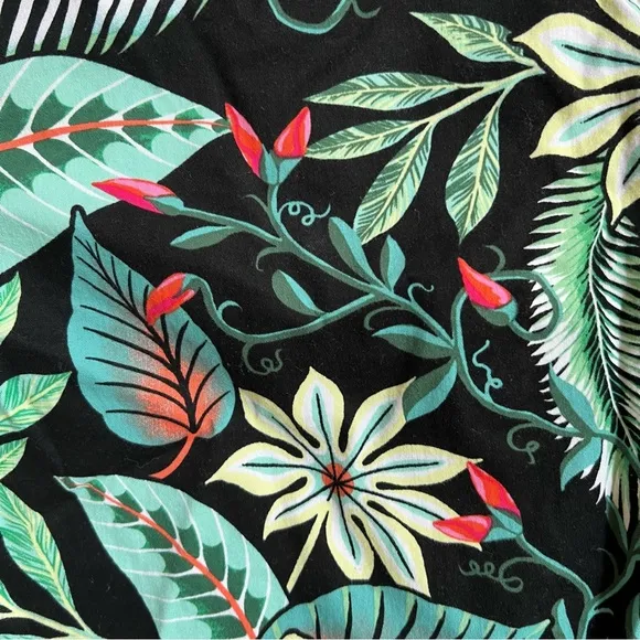 SCOTCH AND SODA BLACK/GREEN TROPICAL PALM PRINT CHINO DRESS SHORTS