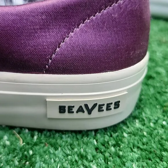 SEAVEES COLOR SATIN PLUM☆PURPLE SUNSET STRIP -SLIP ON SNEAKERS SIZE 8.5