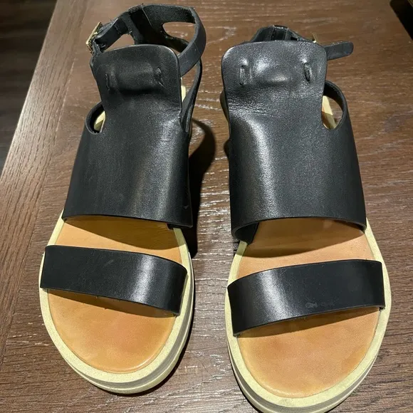 See by Chloé black leather toe strap ankle strap Sandals, 36