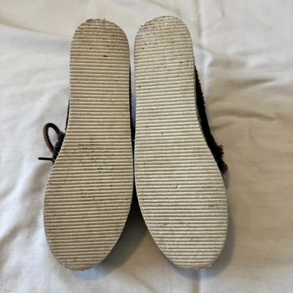See by Chloe 37 Black Suede Shearling Espadrille Sneakers Shoes US 6.5