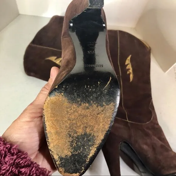 Sergio Rossi Brown Suede and Leather Boots