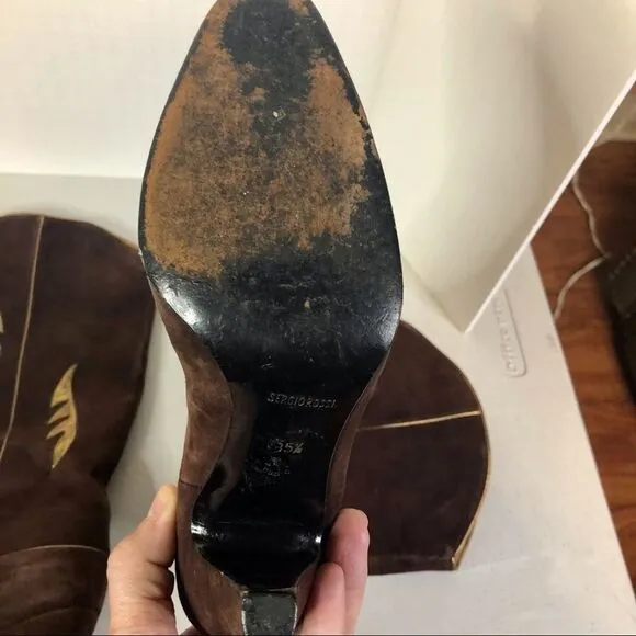 Sergio Rossi Brown Suede and Leather Boots