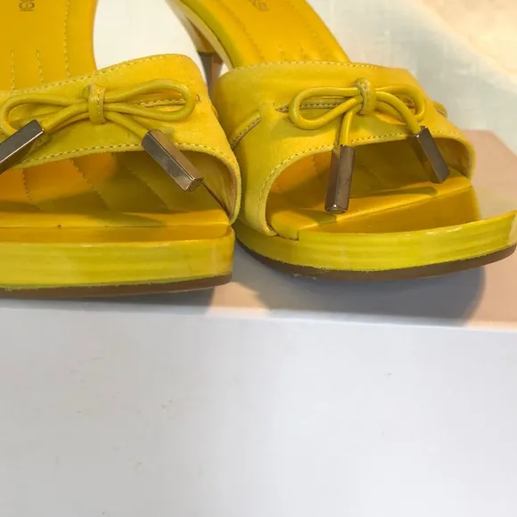Sergio Rossi yellow suede slide sandals 37.5