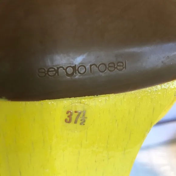 Sergio Rossi yellow suede slide sandals 37.5
