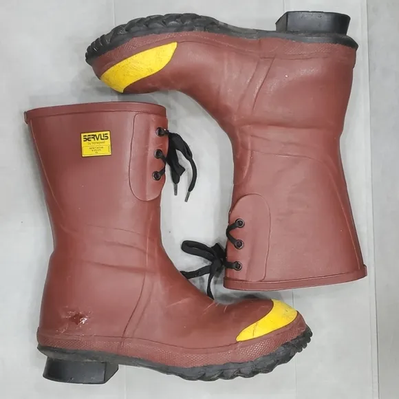 Servus steel toe boots by Honeywell brick red rubber FLAWED