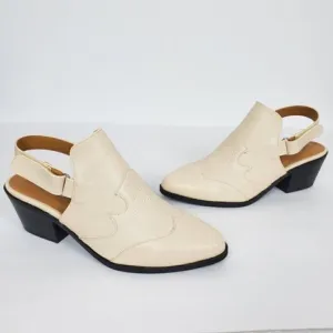 Shoes Slingback Pointy Toe Booties Cream White Rodeo Western