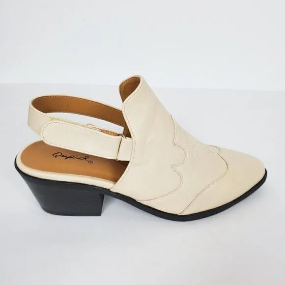 Shoes Slingback Pointy Toe Booties Cream White Rodeo Western