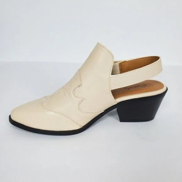 Shoes Slingback Pointy Toe Booties Cream White Rodeo Western